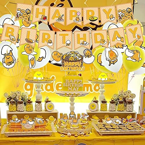 38 Pcs Gudetama Tema Doğum Günü Parti Süslemeleri, Parti Kaynağı ile Çocuklar için Set 1 Mutlu Doğum Günü Banner Çelenk, 13