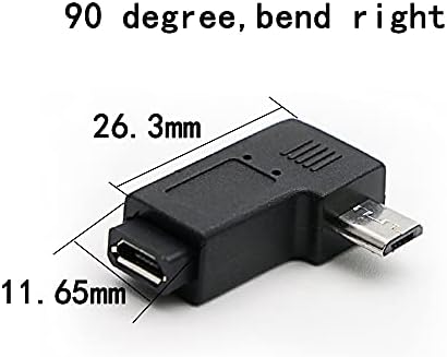 Mikro USB'den Mikro USB Adaptörüne, 90 Derece Sol ve Sağ Açılı Android Konektörüne (3'lü Paket) Mikro USB Dişi Mikro USB Erkek