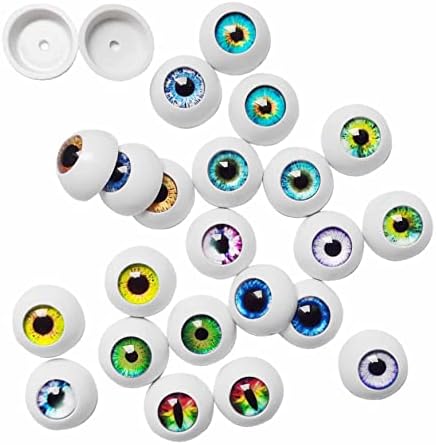 24 Pairs 18mm Plastik Yuvarlak Göz Küresi 12 Stilleri Cam Öğrenci Gözler DIY Bebek Yapımı için Onarım Çok Renkli Hollow Geri