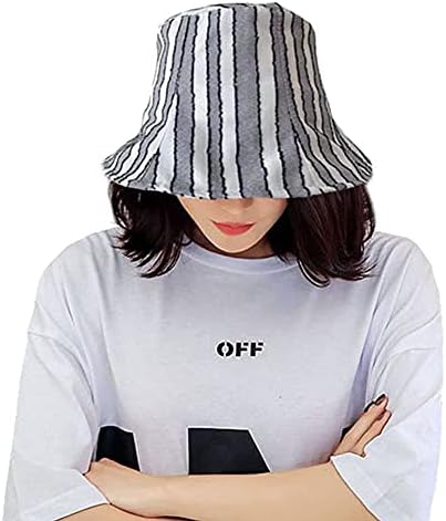 Unisex dikey çizgili kova şapka Packable moda balıkçı kap güneş şapka Cosplay Anime