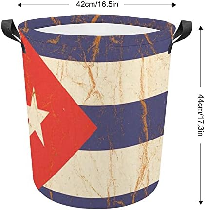 Küba Bayrağı Buruşuk Kağıt üzerinde Oxford Kumaş çamaşır sepeti Kolları ile Depolama Sepeti Oyuncak Organizatör Çocuk Odası