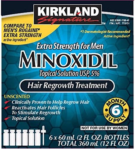 Kirkland Signature Saç Büyütme Tedavisi Erkekler için Ekstra Güç %5 Minoksidil Topikal Solüsyon, 12 Fl Oz