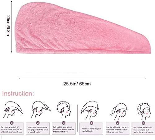 YANGLİSHA Saç Havlu 2 Paket, Mikrofiber Hızlı Kuru Süper Emici Saç Havlu Wrap, Çift Katmanlı Saç Kurutma Havlu, Saç Havlu Kadınlar