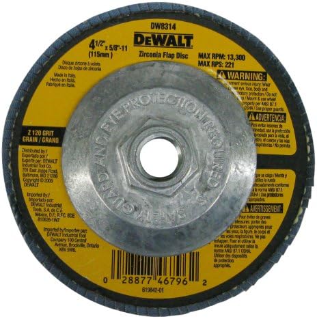 DEWALT DW8314 4-1/2 x 5/8-İnç - 11 120 Grit Zirkonya Açılı Taşlama Flap Diski