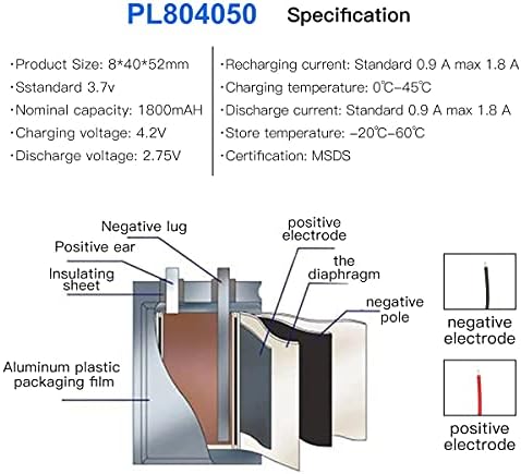 YTKavq 3.7 V 1800 mAh Pil 804050 Lityum Polimer İyon Şarj Edilebilir Li-Ion Li-Po Pil ile 2 P PH 2.0 mm Pitch Bağlayıcı