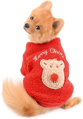 SELMAİ Köpek Kazak Noel için Yumuşak Polar Kış Pet Giysi Küçük Köpekler için Sevimli Köpek Ren Geyiği Jumper 2 Bacaklar Chihuahua
