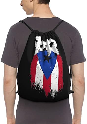 İpli sırt çantası Porto Riko Pr bayrağı Boricua dize çanta Sackpack spor salonu alışveriş spor Yoga için