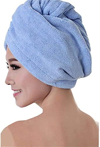 WomenTowel Saç Kuru Şapka Sihirli Saç Kurutma Havlu Şapka Mikrofiber Hızlı Kuru Türban Banyo Kap Ev Eşyaları (Mavi, Bir Boyut)