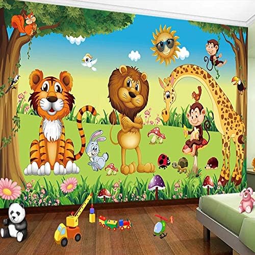 HGFHGD Kendinden Yapışkanlı 3D Fotoğraf Duvar Kağıdı Aslan Kaplan Zürafa Hayvan Orman Duvar Çocuk Odası Yatak Odası dekorasyon