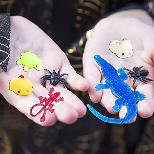 48 Parça Vinil Sıkı Yapışkan Oyuncaklar Çok renkli ve Çok tarzı Yenilik Büyük Yapışkan Eller, Uçan Kurbağa, Örümcek Web, Örümcek,