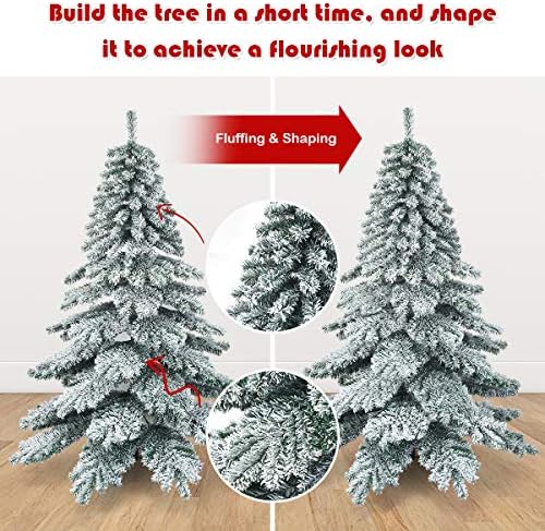 Goplus 7.5 FT Kar Akın Yapay Noel Ağacı, Menteşeli Alaskan Çam Ağacı ile Metal Standı, 100 % Yeni PVC Malzeme, noel Ağacı Kapalı