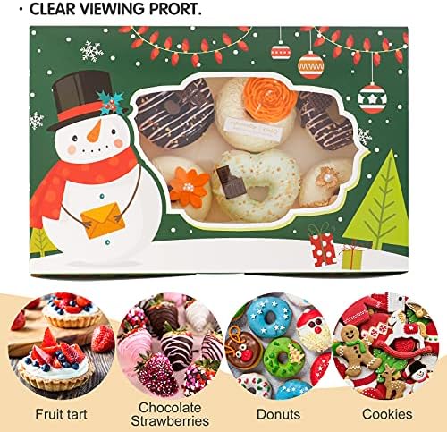 28 pcs Noel Çerez Kutuları Ekmek Tedavi Kutuları ile Pencere için Hamur İşleri Cupcakes Pizza ve Parti Favor 11.8x 7.9 x 2.6