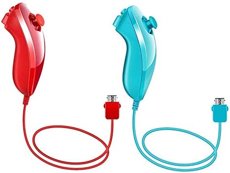 Wii u PRO Konsolu için Nunchuk Nunchuck Kontrolörleri (Mavi ve Kırmızı, 2 Paket)