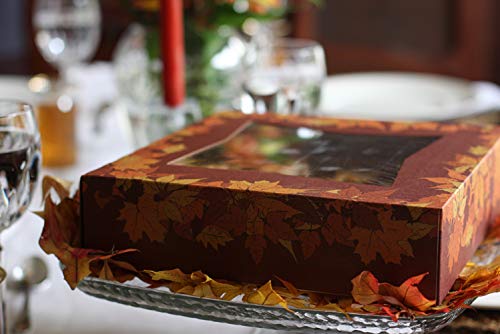 Kraft Fırın Kutuları-9’x 9 x 2 ½ - Rustik Turuncu Pencere Pastası-Sonbahar Tasarımlı Fırın Kutusu-Kekler, Çörekler ve Hamur