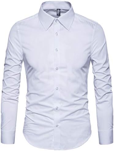 LOCALMODE erkek Slim Fit Pamuk İş Gömlek Katı Uzun Kollu Düğme Aşağı Elbise Gömlek