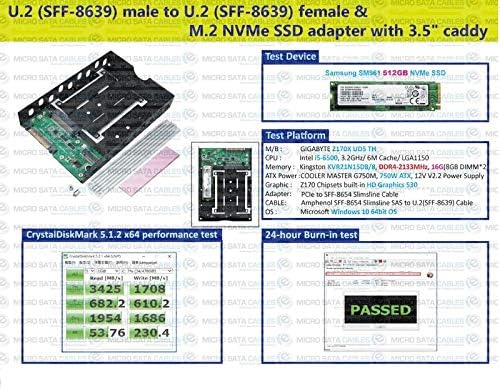Mikro SATA Kabloları 3.5 İnç SFF-8639-U. 2 M. 2 NVMe SSD Caddy