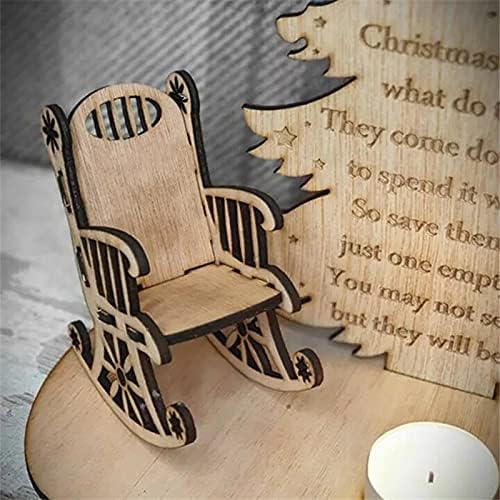 Cennette Noel Mumluk ile Mİni Sallanan Sandalye, anma Anıt Ahşap Mumluk Sevilen Birinin Kaybı için Anne Baba Karı Koca Masaüstü
