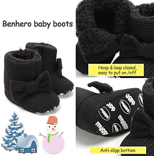 BENHERO Bebek Bebek Erkek Kız Çizmeler Prim Yumuşak Taban Kaymaz Sıcak Kış Kar Botları Yenidoğan Beşik Ayakkabı