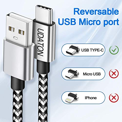 USB Tipi C Hızlı şarj kablosu 10FT 2 Paketi, udaton Yükseltilmiş Dayanıklı USB C Uzun USB C Şarj Kablosu ile Uyumlu Samsung